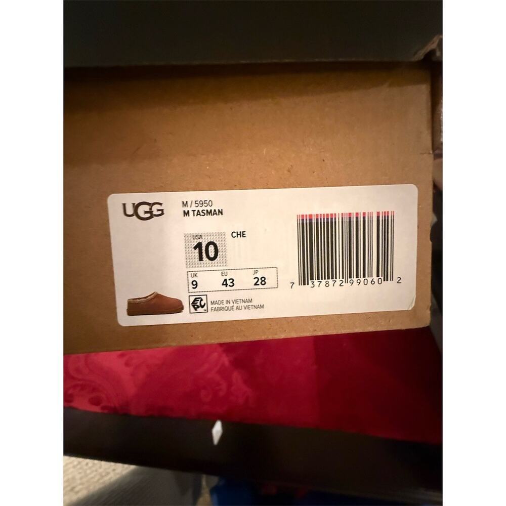 UGG Tasman Slippers Men's Size 10 Brown Shearling Lined Slip-On - Picture 3 of 3
